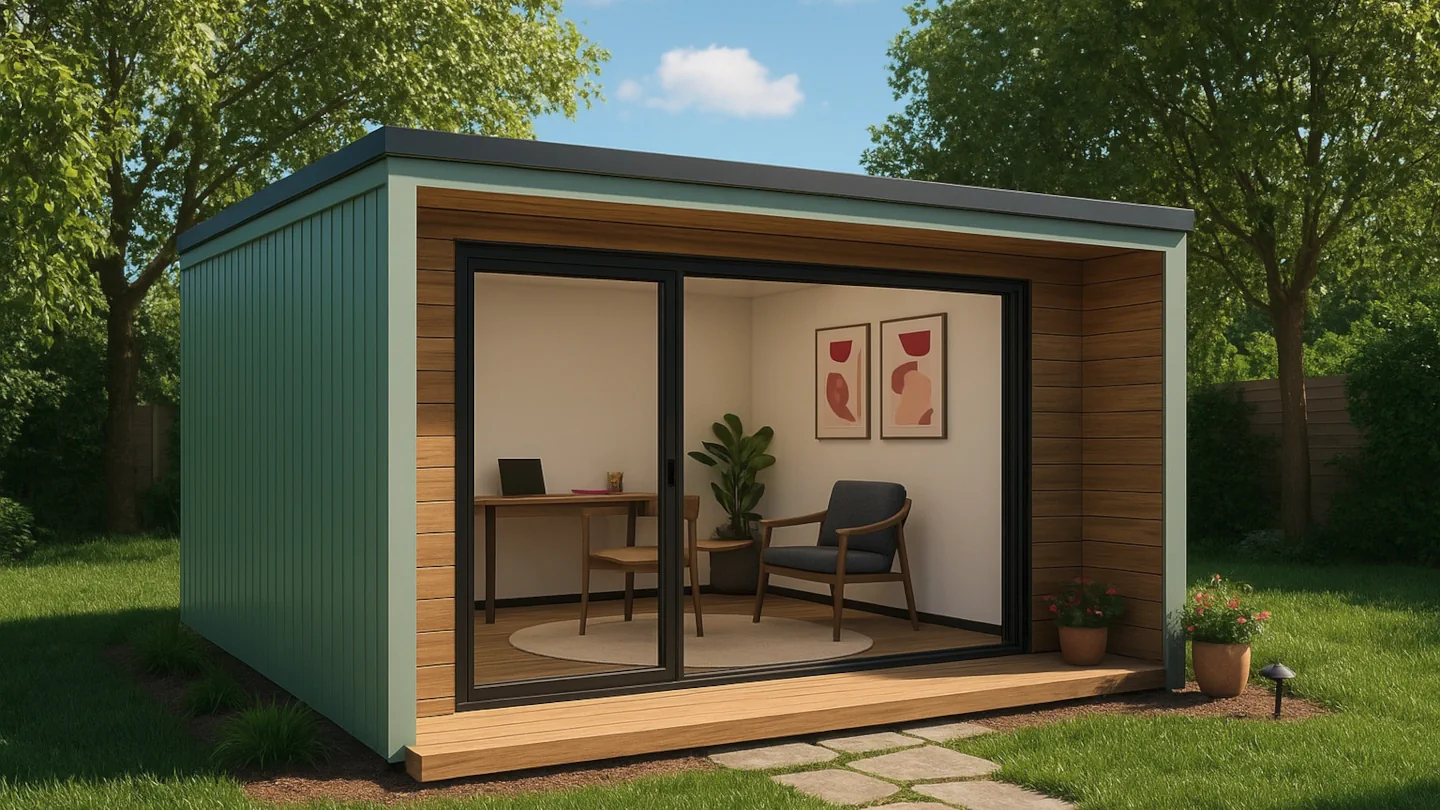 3D image of a modular office POD by North Andes Homes.
